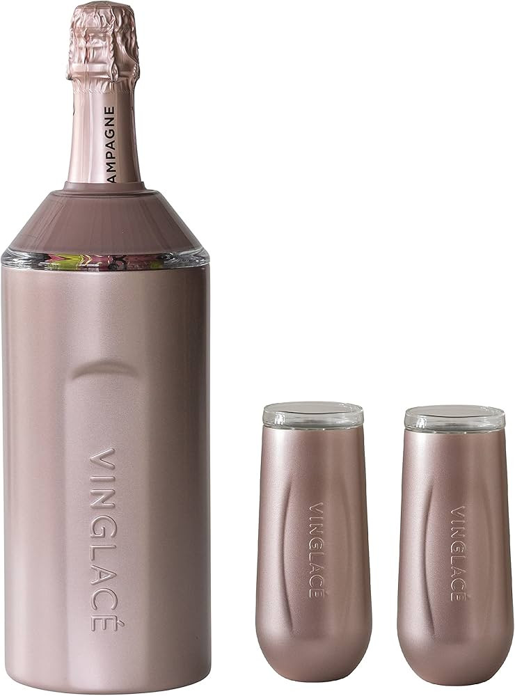 Vinglacé Champagne Bottle Chiller Gift Set- Portable Stainless Steel Sparkling Wine Cooler with ... | Amazon (US)