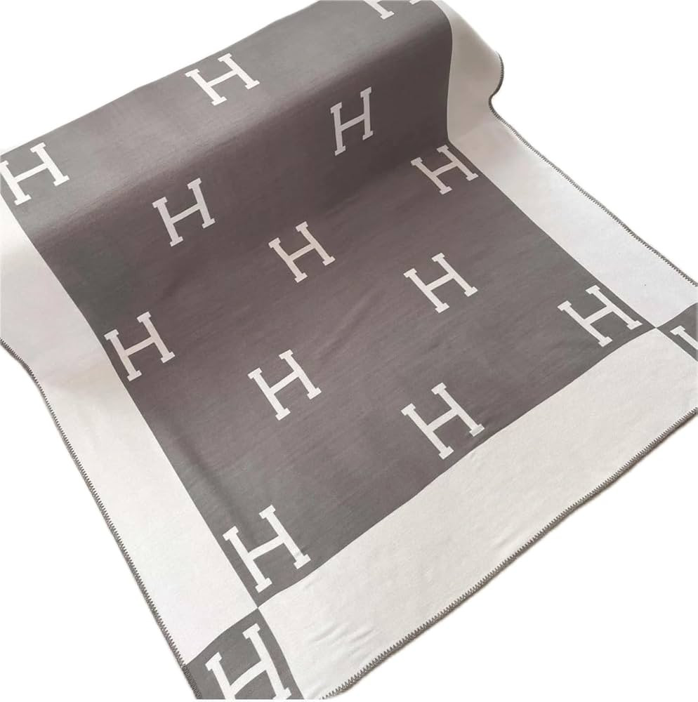 Luxury H Letter Throw Blanket - [Grey] - Premium Wool Blanket, Exquisite Design | Amazon (US)