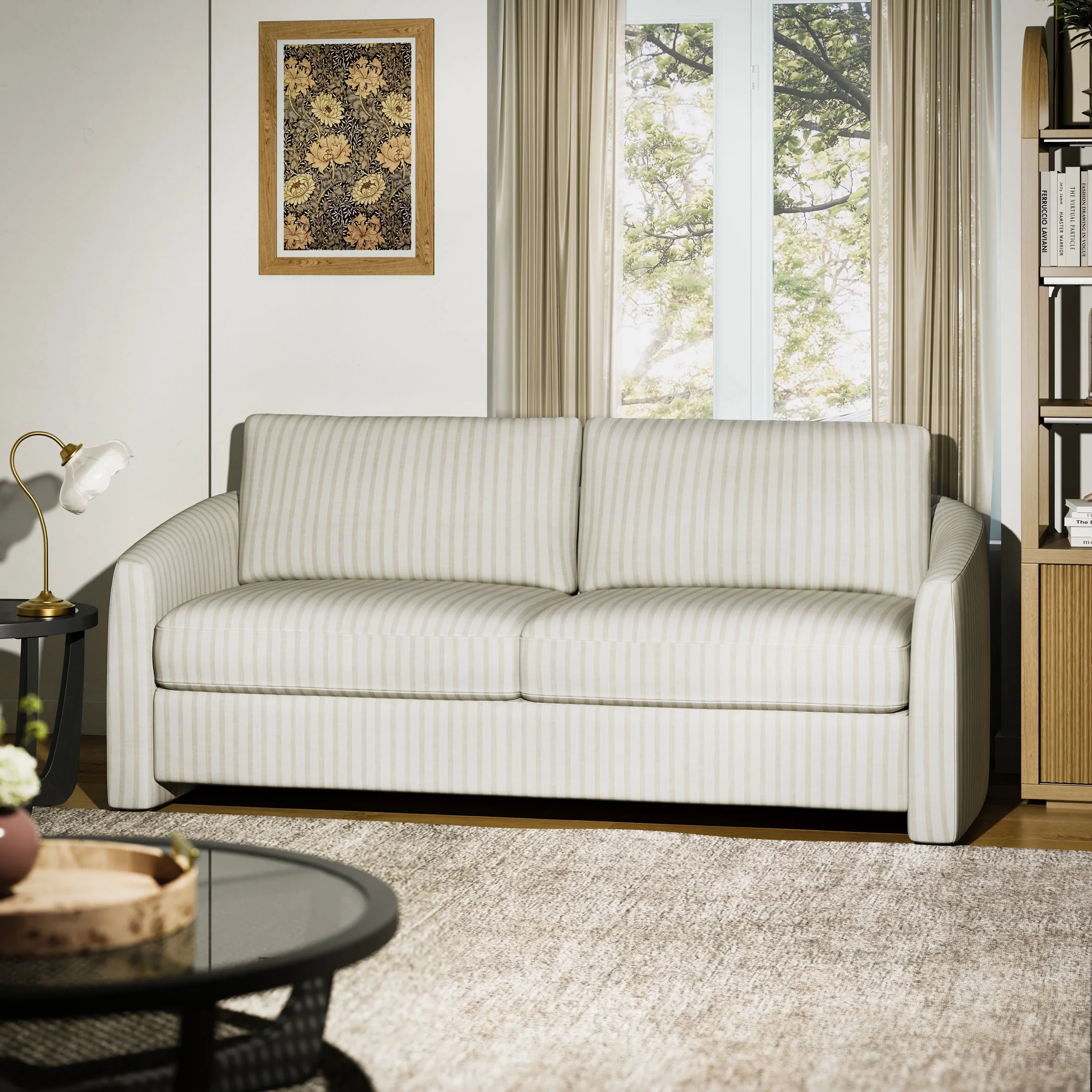 Beautiful Drew Sofa by Drew Barrymore for Adults, Striped Linen | Walmart (US)