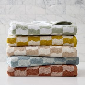 Wavy Blocks Towels | West Elm (US)