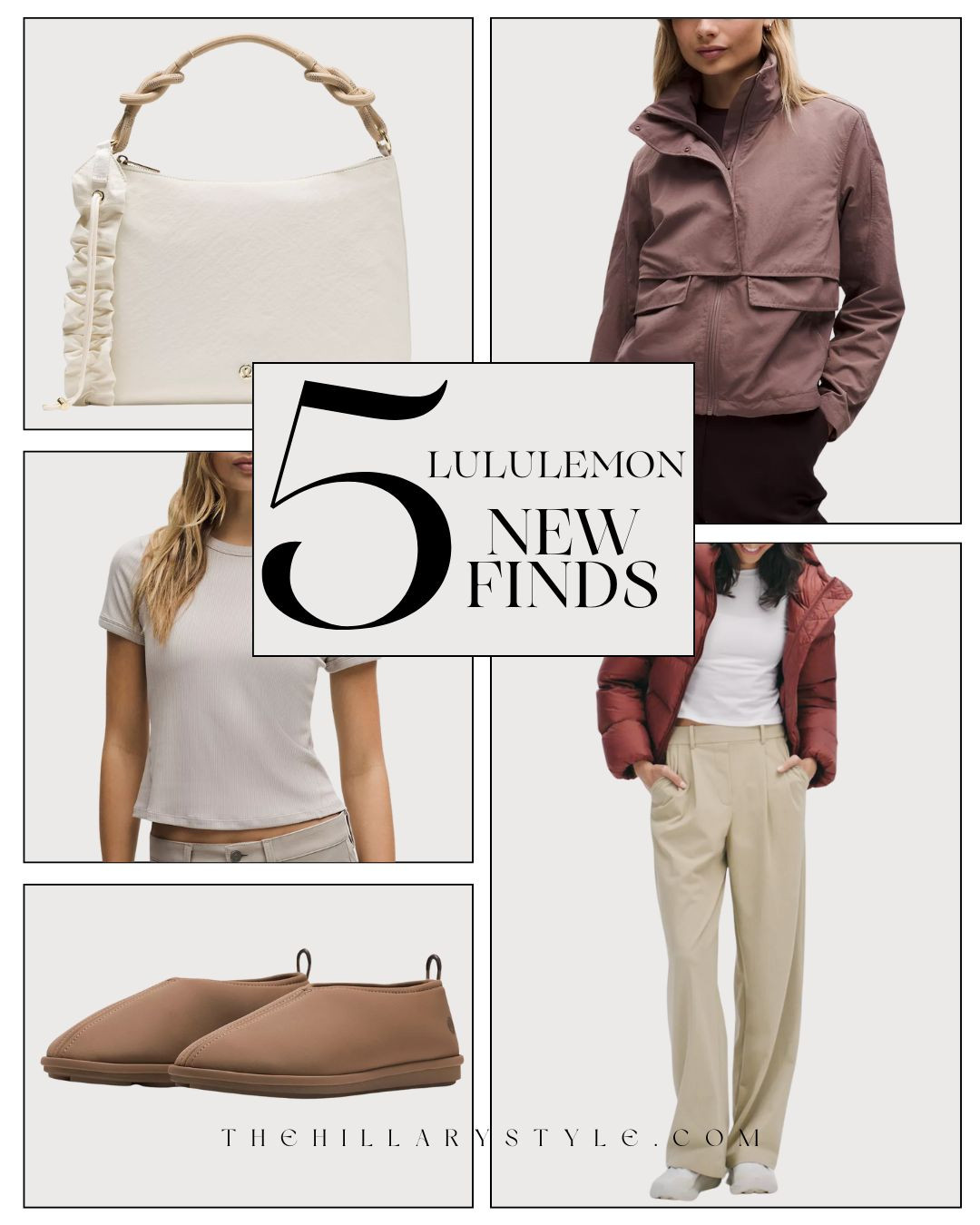 Fresh For 2026: 5 New lululemon Finds
New year, new lululemon! We are kicking off 2026 with some seriously chic new arrivals that blend luxury with that classic lululemon comfort. This drop is leaning into those elevated neutrals and sophisticated textures we love for a "Quiet Luxury" fitness vibe.

The absolute standout is the Convertible Ruched Crossbody Bag in bone—that knotted handle detail is everything for a sporty-yet-chic look. We're also obsessing over the SwayDay Mules; they are the ultimate post-Pilates "cool girl" shoe. Pair them with the All It Takes Ribbed Nulu T-Shirt for a seamless transition from the mat to brunch. And for those chilly morning walks, the Always Effortless Jacket with wide-leg trousers is the "it girl" uniform of the season.

Which of these 5 finds are you grabbing first?

#TheHillaryStyle #lululemon #NewArrivals #LululemonHaul #AthleisureTrends #QuietLuxury #ActivewearStyle #LuluAddict #StreetStyle2026 #PilatesOutfit #MinimalistFashion #WunderPuff #PinterestFashion 

  

#LTKSeasonal #LTKootd #LTKSeasonal #LTKActive