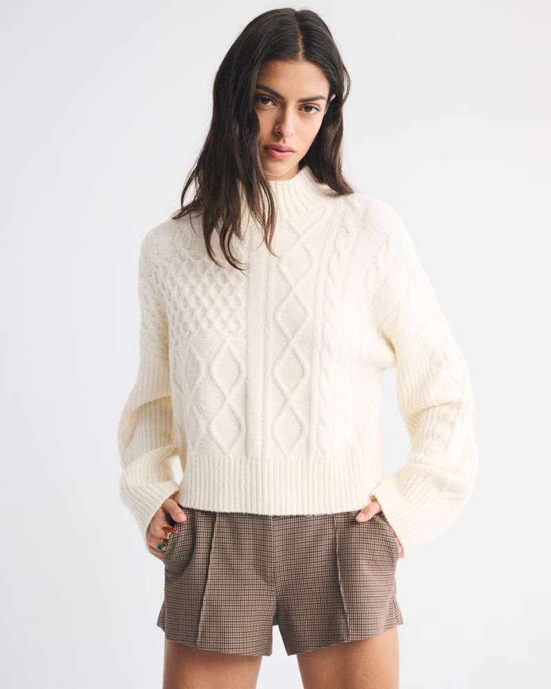 Easy Cable-Knit Mockneck Sweater | Abercrombie & Fitch (US)