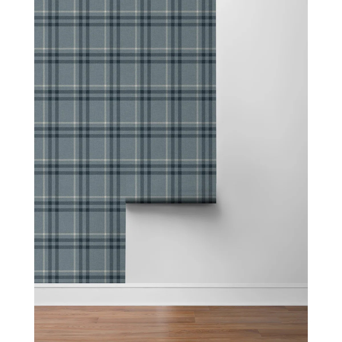Seabrook Designs Light Blue Calverlay Plaid Prepasted Wallpaper | Wayfair North America