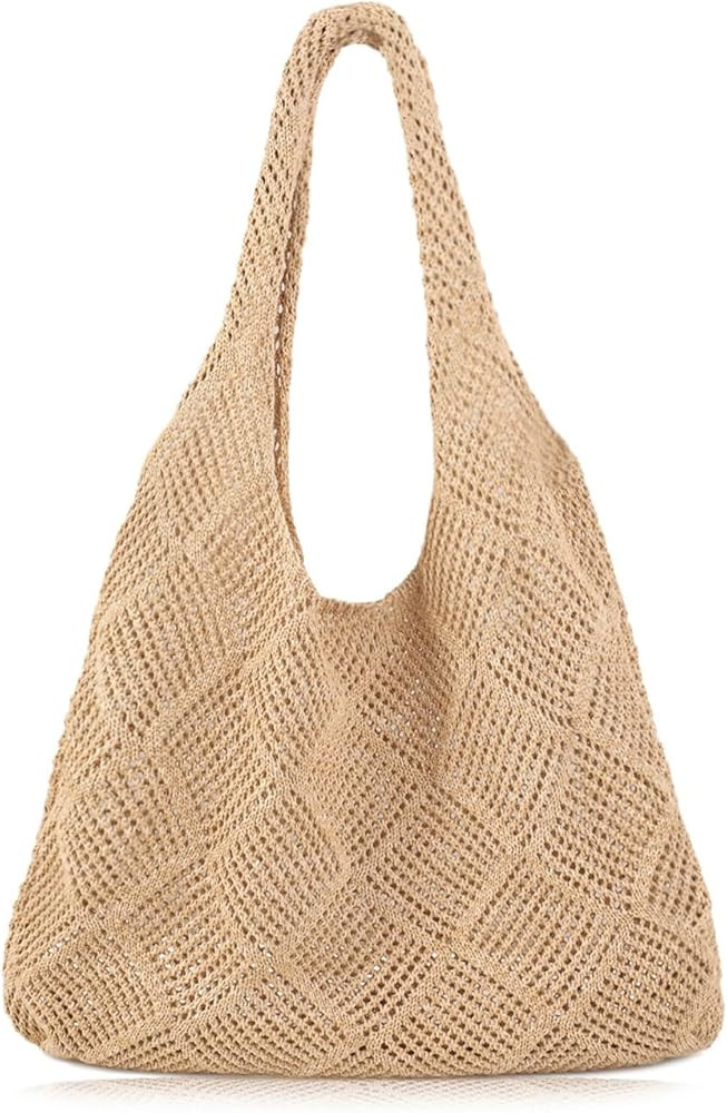 COOKOOKY Crochet Beach Tote bag Summer Beach Bag for Women Aesthetic Mesh Tote Bag Hippie Bag Kni... | Amazon (US)