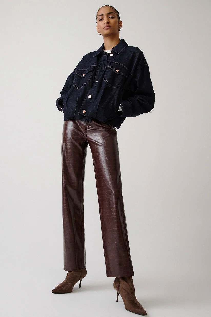 Cassie Super High Rise Straight - Burgundy Croc | Pistola Denim
