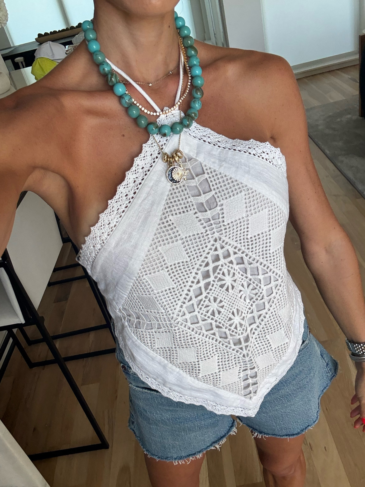 Necklace on sale! Trending for summer white halter top summer outfit

#LTKSaleAlert #LTKPetite