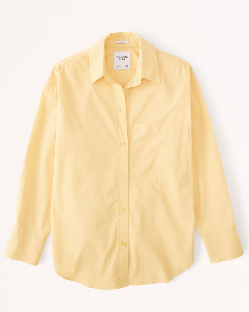 Women's Oversized Poplin Button-Up Shirt | Women's Tops | Abercrombie.com | Abercrombie & Fitch (US)