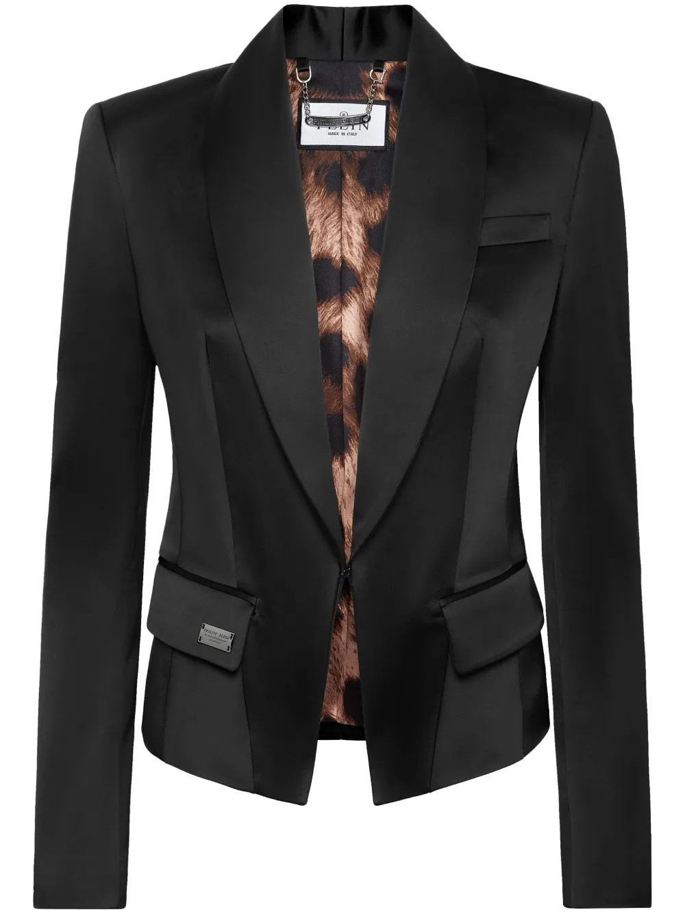 Philipp Plein satin-finish single-breasted Blazer - Farfetch | Farfetch Global