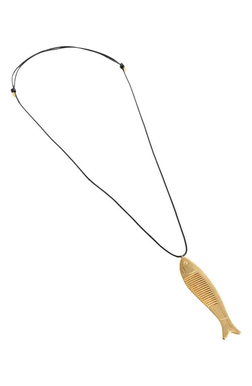 Madewell Fish Comb Charm Necklace in Antique Gold at Nordstrom | Nordstrom