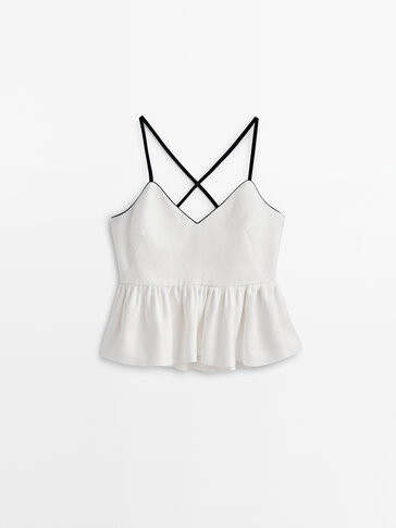 Top aus Leinen mit Schößchen - Studio - Massimo Dutti Deutschland | Massimo Dutti DE