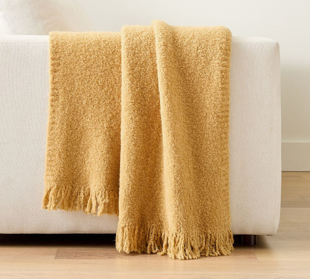 Boucle Knit Throw, Gold, 50" x 60 | Pottery Barn (US)