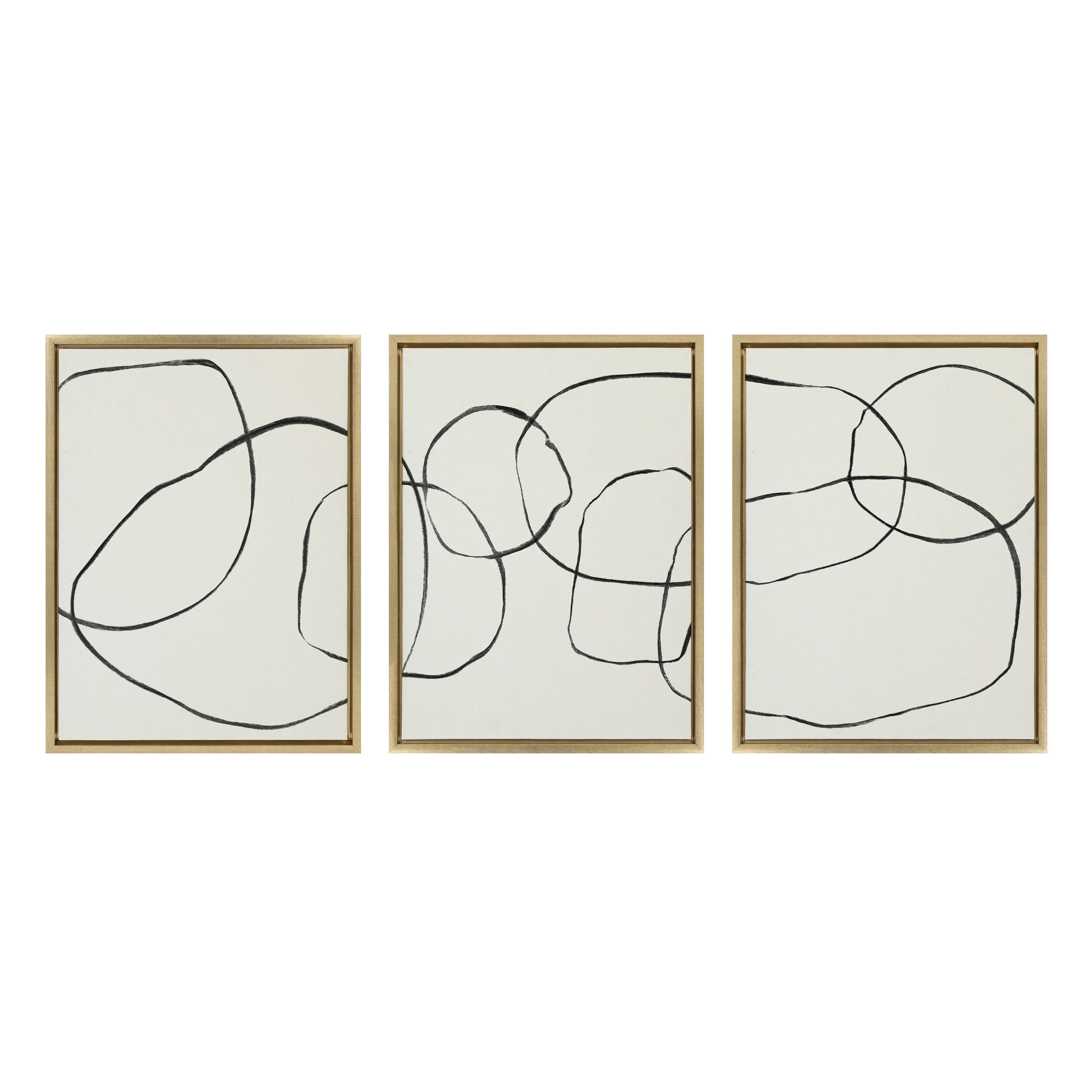 Kate and Laurel Sylvie Dancing Circles Framed Linen Textured Canvas Wall Art Set by Teju Reval of... | Walmart (US)