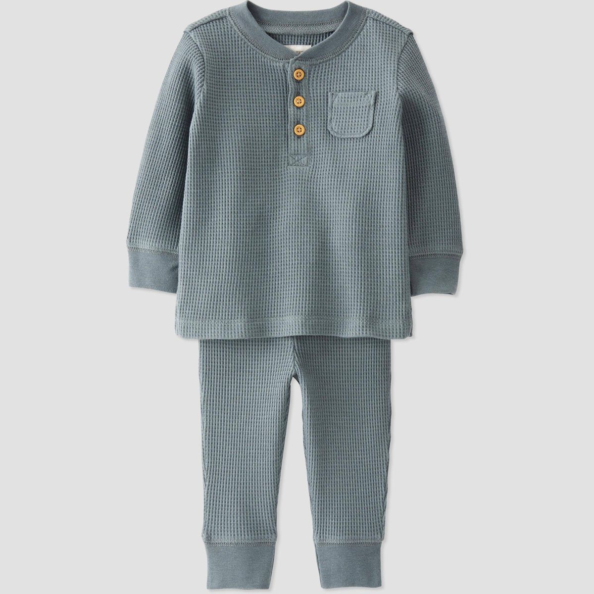Little Planet by Carter’s Baby 2pc Waffle Top & Bottom Set - Slate Gray | Target