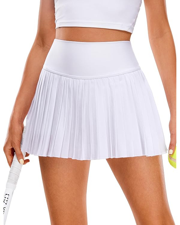 CRZ YOGA Women's High Waisted Pleated Tennis Skirts with Pockets Tummy Control Casual Liner Skort... | Amazon (US)