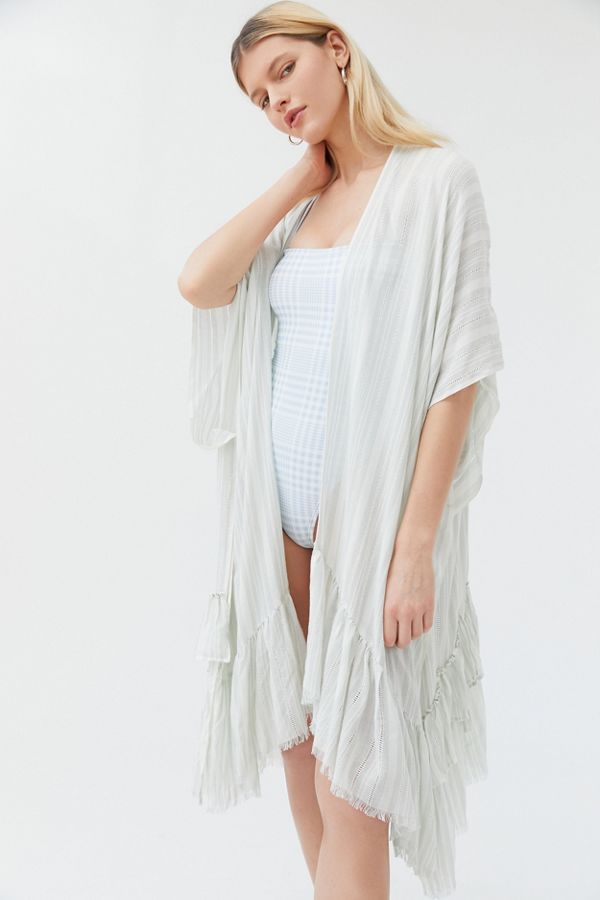 Striped Ruffle Duster Jacket | Urban Outfitters (US and RoW)