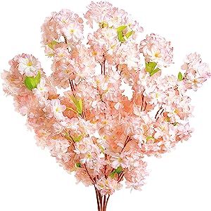 Tifuly 4pcs Artificial Cherry Blossom Flowers 42.52 Inch Long Stem Silk Flowers Bouquet Branch Fa... | Amazon (US)