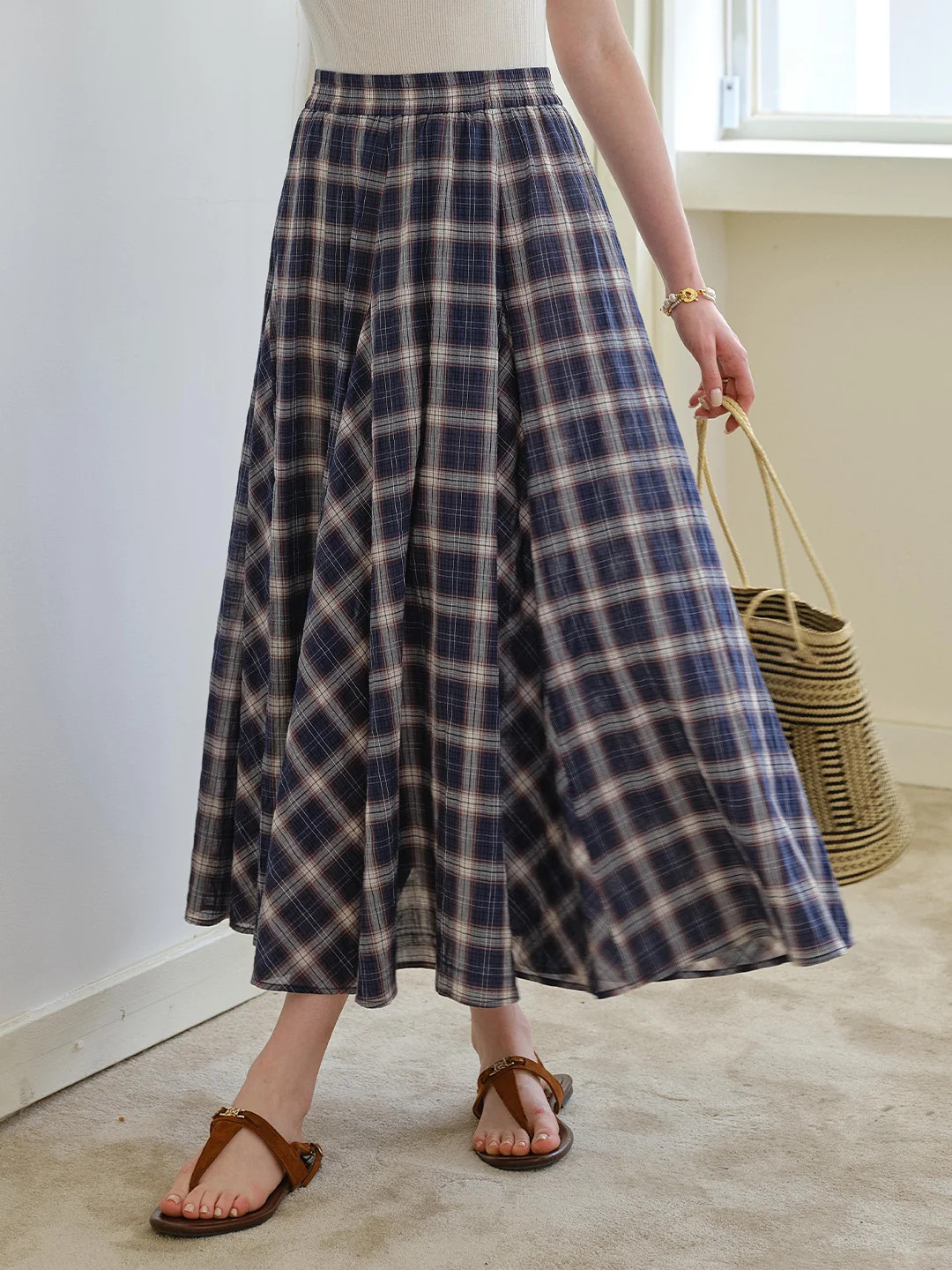 Abigail Plaid Cotton Skirt | Simple Retro