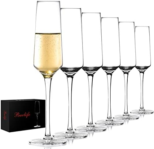 BACLIFE Champagne Flutes - Hand Blown Elegant Champagne Glasses Set of 6 - Unique Gift for Christ... | Amazon (US)