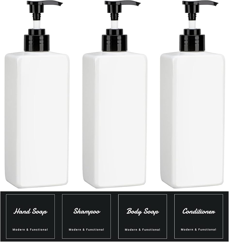 Suream 3Pack Empty Plastic Bottles with Pump, 16.9oz Refillable Shampoo Bottles for Shower, Lotio... | Amazon (US)