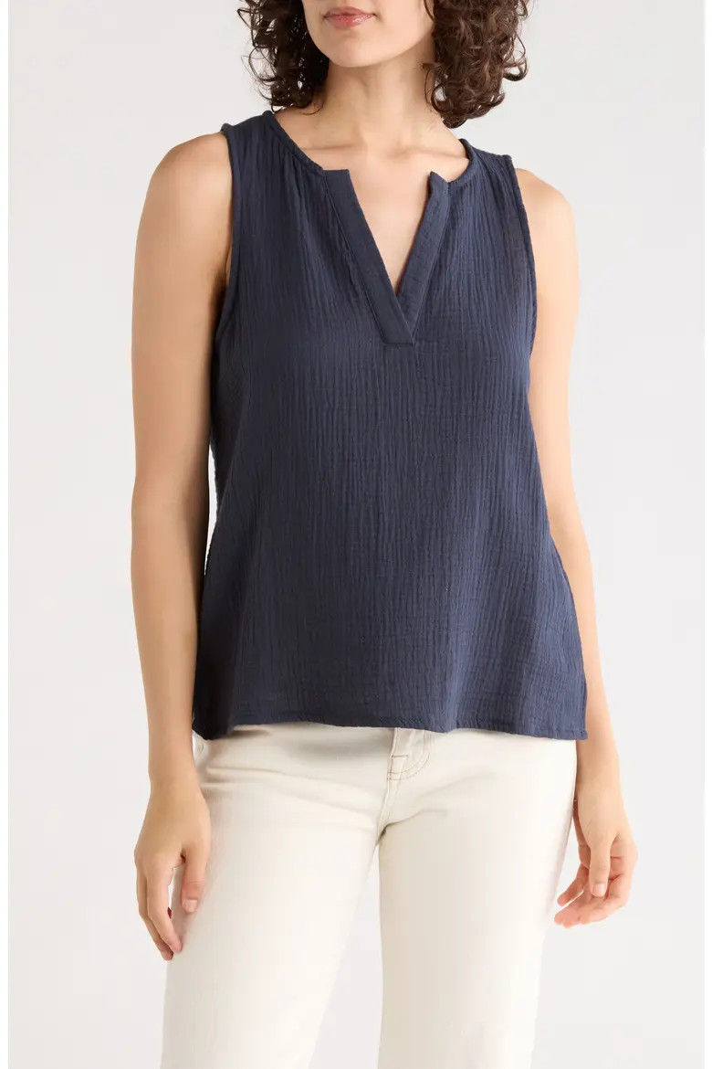 Split Neck Cotton Gauze Tank (Women) | Nordstromrack | Nordstrom Rack
