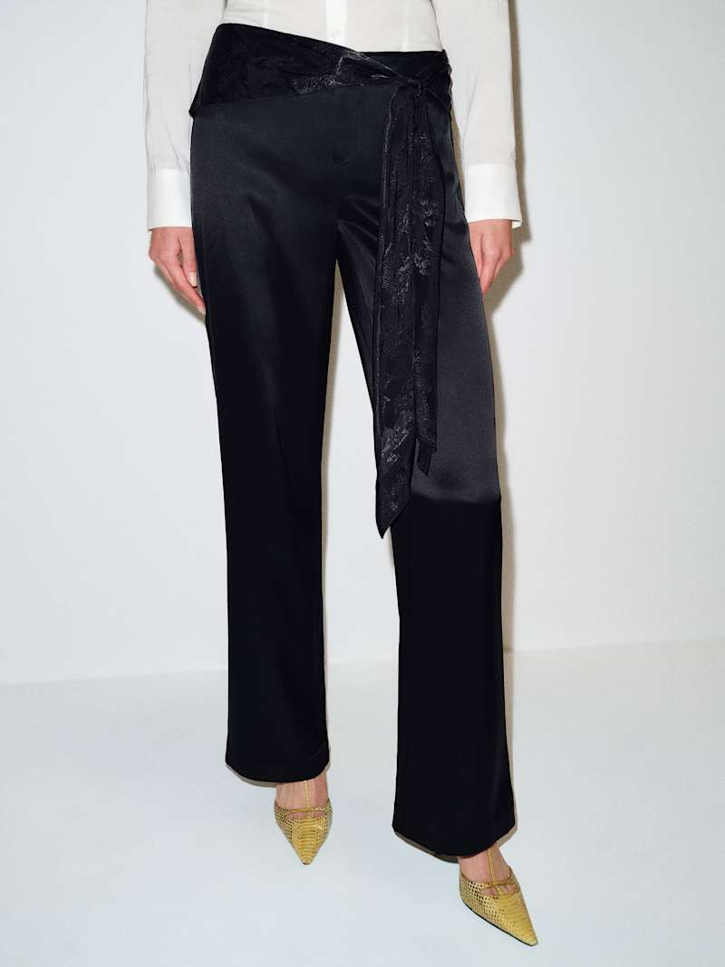 Reformation Mina Satin Tie Pant Black 0 | Reformation (Global)