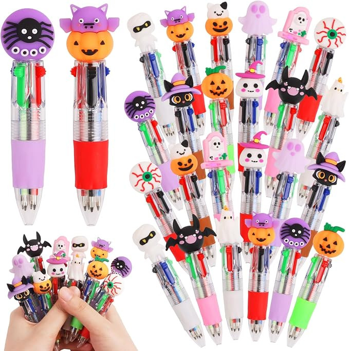 CCINEE 24pcs Halloween Mini Multicolor Pens, Cute 4-In-1 Retractable Writing Pen Bulk Holiday Bal... | Amazon (US)