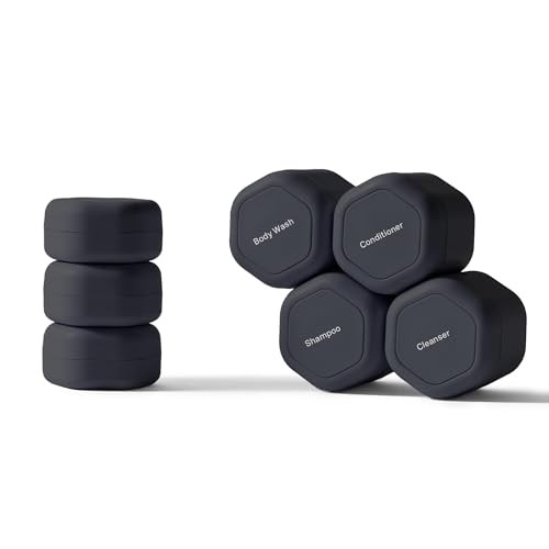 Cadence Travel Containers - Daily Routine Capsule Set - Magnetic Containers with Lids,4 Flex Mediums (1.32oz) & 3 Flex Smalls (0.56oz) - Shampoo, Conditioner, Body Wash, Pills, & More - Charcoal | Amazon (US)