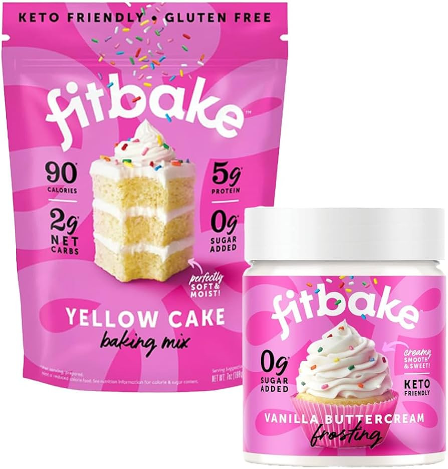 FitBake Yellow Cake Baking Mix and Vanilla Frosting | 0g to 2g Net Carbs Per Serving | Keto Frien... | Amazon (US)