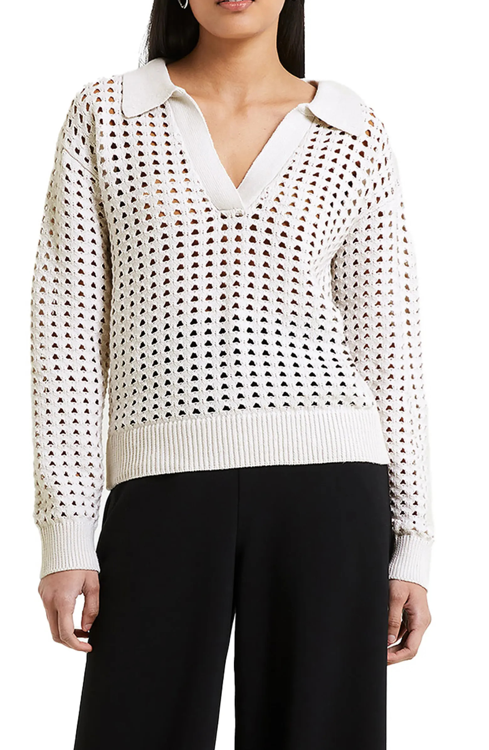 Manda Open Stitch Polo Sweater | Nordstrom