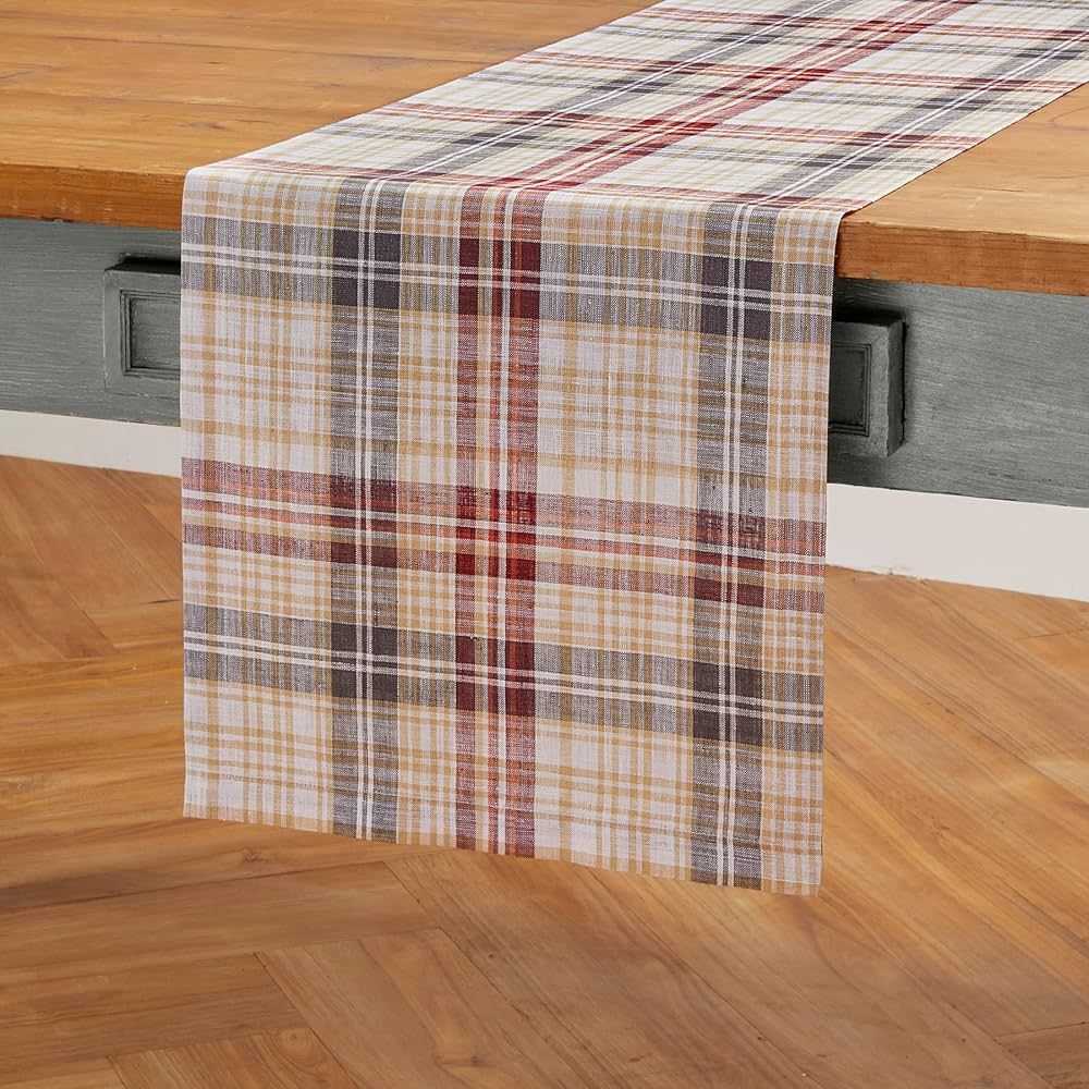 Amazon.com: Solino Home Autumn Plaid Linen Table Runner – 100% Pure Linen Fall Table Runner for... | Amazon (US)