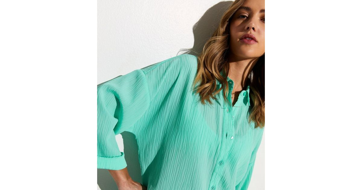 Turquoise Crinkled Beach Shirt | New Look | New Look (UK)
