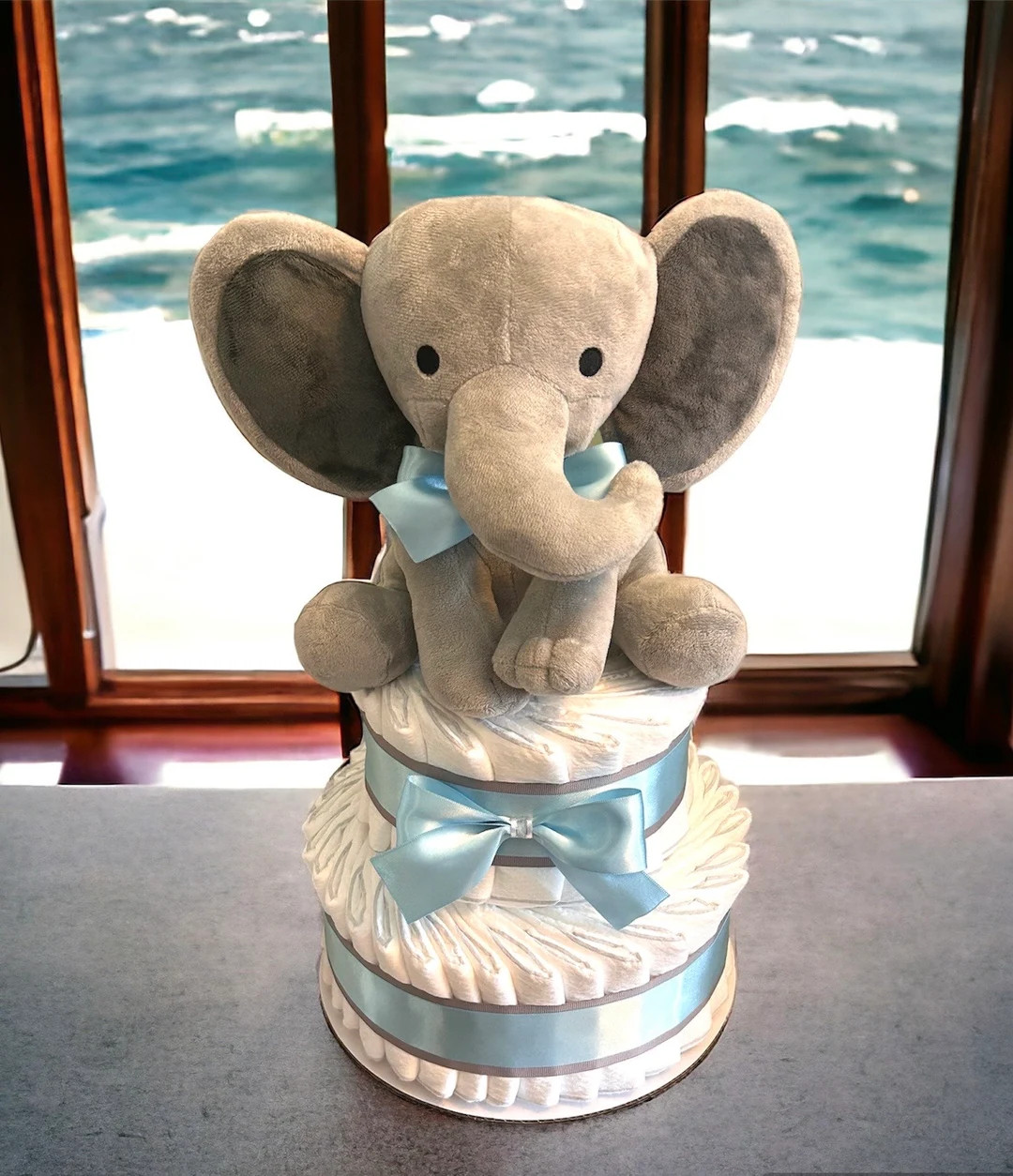 Elephant Diaper Cake Diapers With Safari Theme Centerpiece for Baby Shower Gender Reveal Gift - E... | Etsy (US)