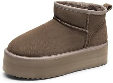 DREAM PAIRS Platform Mini Boots for Women Suede Genuine Leather, Classic Winter Ankle Snow Boots ... | Amazon (US)