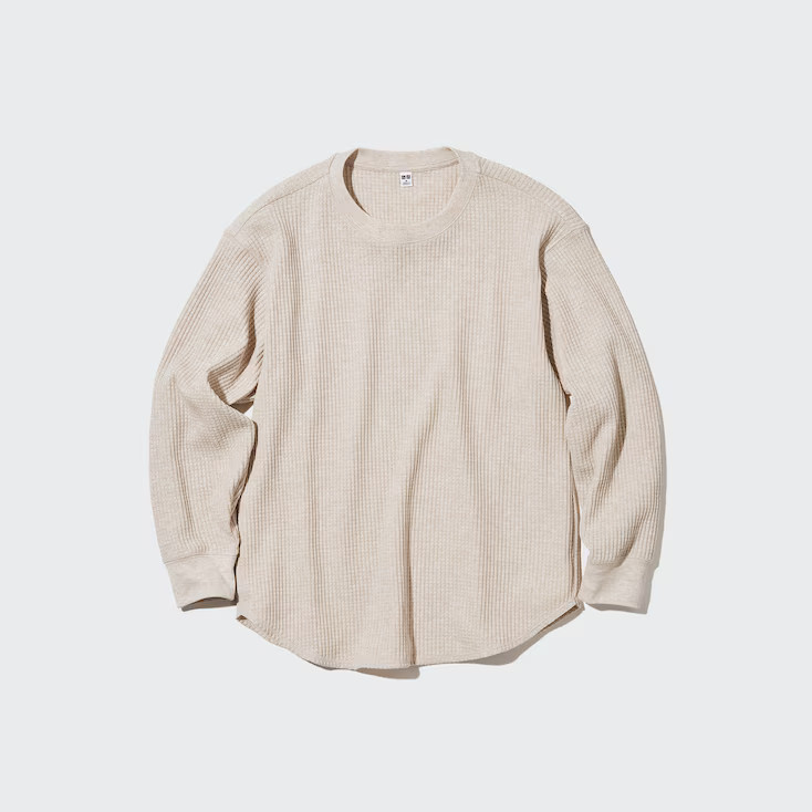 WOMEN WAFFLE CREW NECK LONG-SLEEVE T-SHIRT | UNIQLO (US)