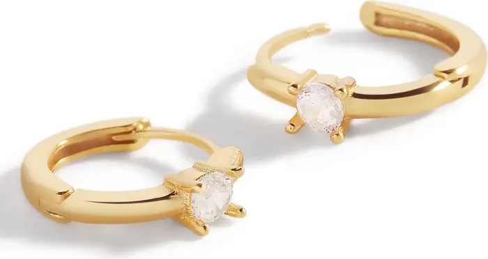Solitaire Birthstone Huggie Hoop Earrings | Nordstrom
