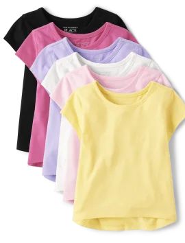 Toddler Girls Mix And Match Short Sleeve High Low Basic Layering Tee 6-Pack | The Children's Plac... | The Children's Place