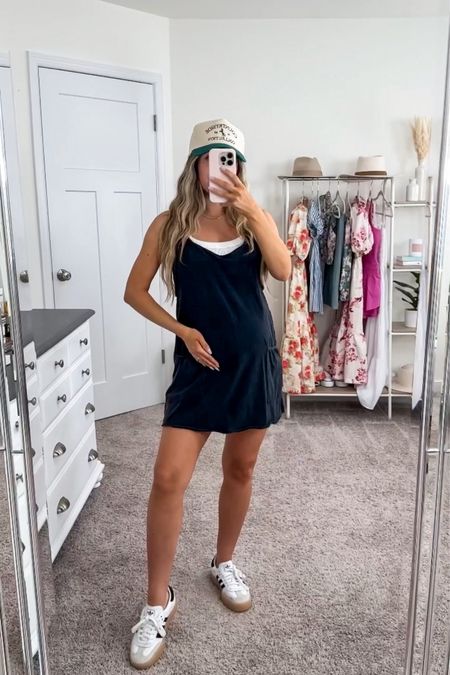 summer uniform 🫶🏼 I SWEAR by this FP hot shot dress/romper! Love that there’s built in shorts, it’s seriously the comfiest thing - especially while pregnant!! There’s a maternity and non maternity version! I’m wearing the maternity version here in a xs 

#LTKFindsUnder100 #LTKBump #LTKStyleTip