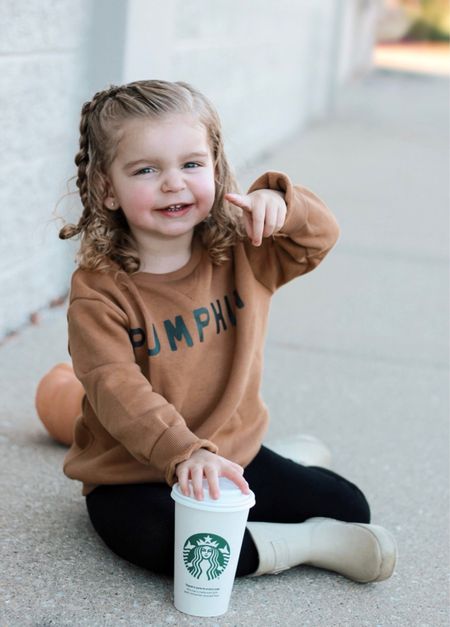 Fall Outfit for Toddler Girl | Pumpkin Sweater | Ribbed Leggings | Rain Boots | Pumpkin Patch Outfit | Fall Graphic Sweatshirts for Kids

#LTKSeasonal #LTKkids #LTKfamily