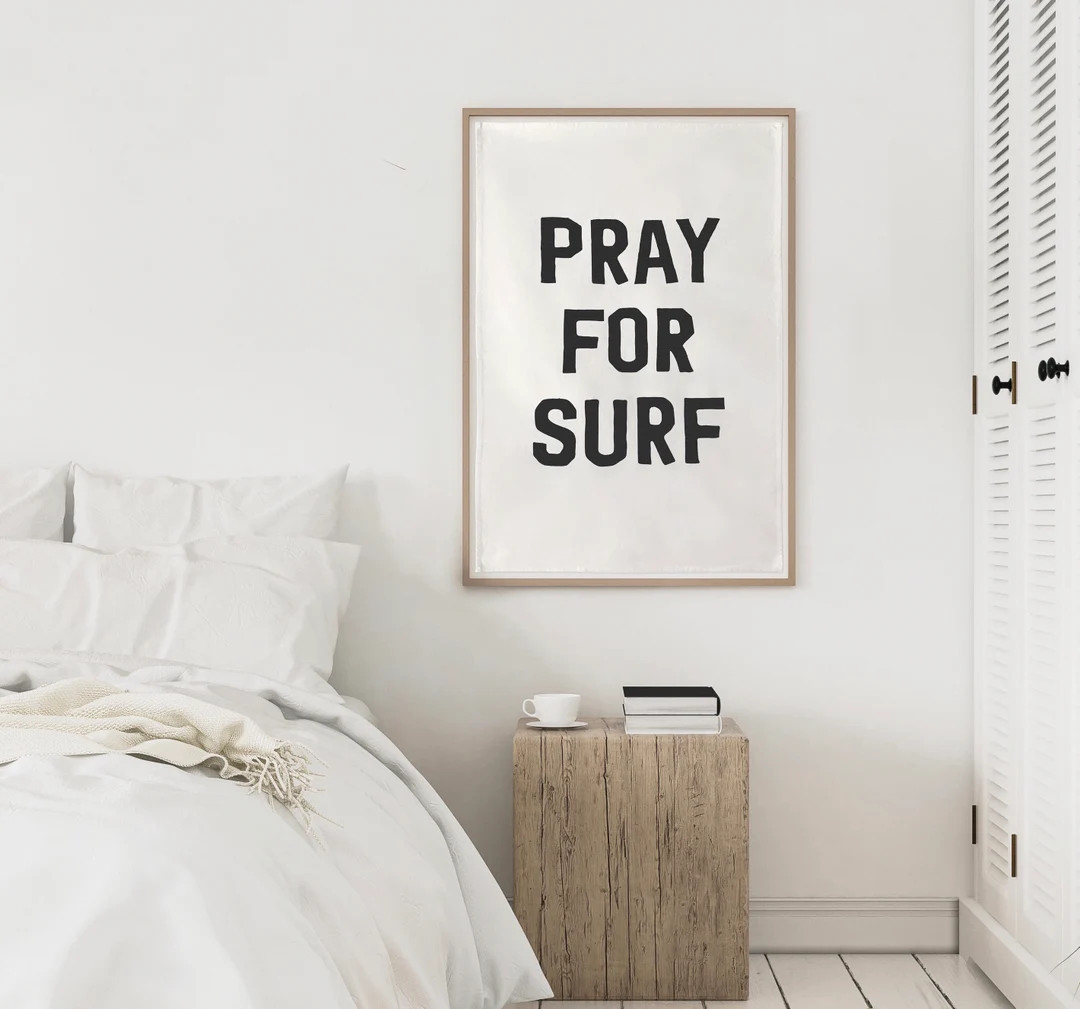 Pray for Surf Boho Hanging Wall Decor Tapestry Luxe Cotton Canvas Give Your Home, Nursery or Room... | Etsy (US)