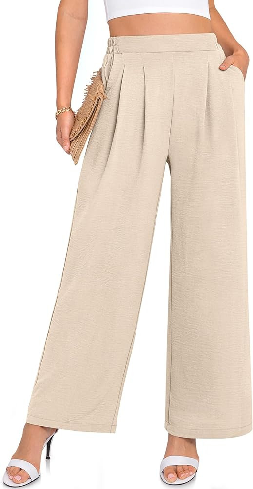 TARSE Womens Dress Pants Wide Leg Work Business Casual Trousers Palazzo Flowy High Elastic Waiste... | Amazon (US)