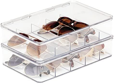 mDesign Plastic Hard Shell Stackable Eyeglass Case Storage Organizer, Hinged Lid for Unisex Sungl... | Amazon (US)