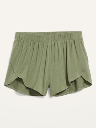 High-Waisted Sunday Sleep Ultra-Soft Dolphin-Hem Pajama Shorts for Women -- 3-inch inseam | Old Navy (US)