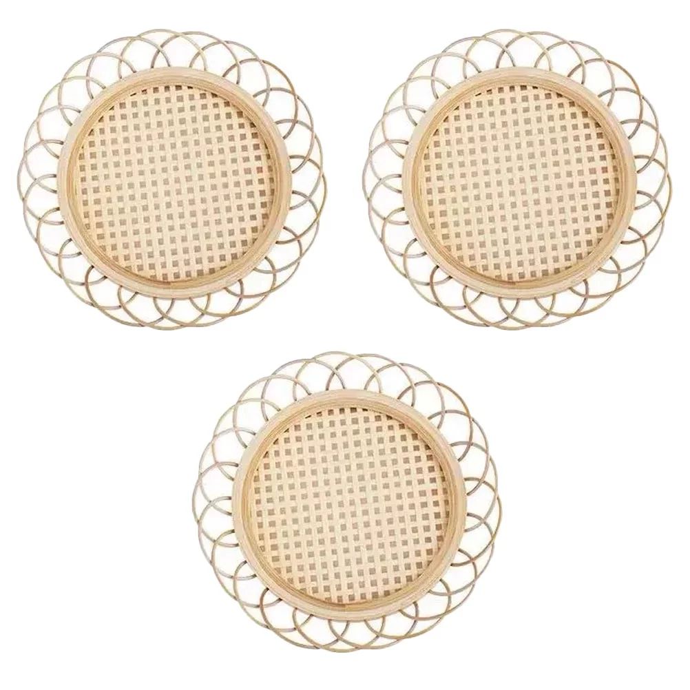 3 Pcs Bamboo Coasters Kitchen Accessory Neutral Home Decor Dining Table Accessories | Walmart (US)