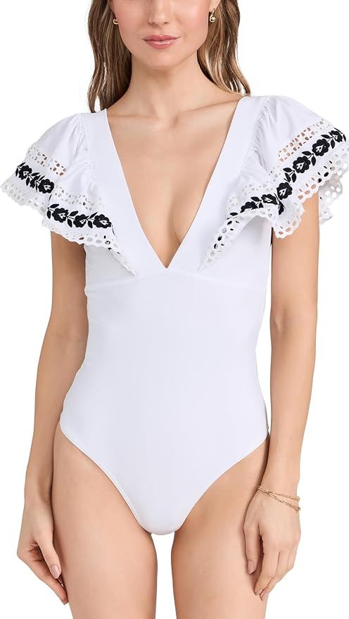 Sea Women's Katya Embroidered One Piece Swimsuit with Ruffles | Amazon (US)