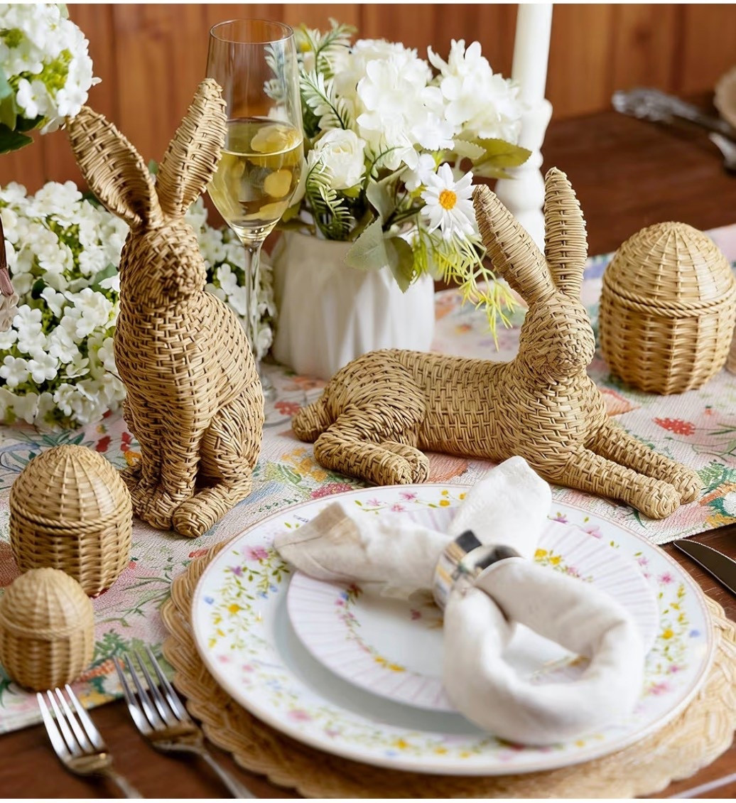 Add a few bunnies for a soft seasonal touch to your spring table .

#LTKHome #LTKSpringSale