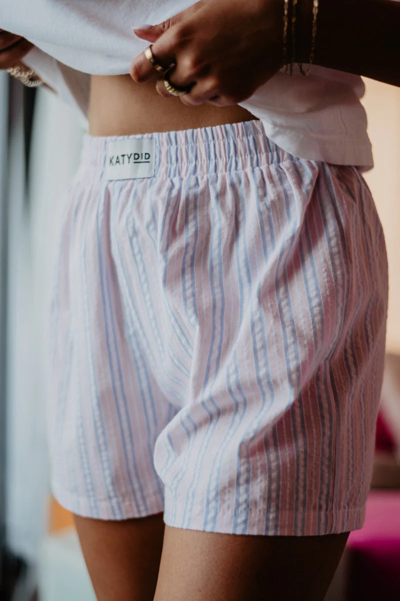 Light Pink and Blue Striped Boxers | Katydid