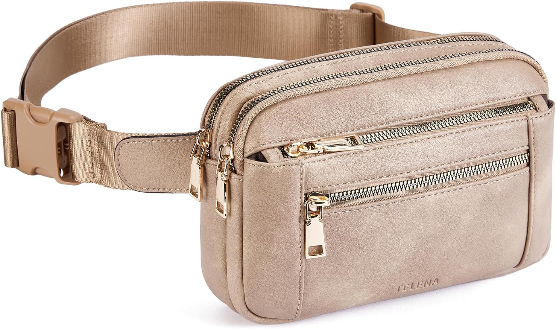 Telena Fanny Packs for Women Cross Body Bag Leather Belt Bag Fashionable Waist Bag with Adjustabl... | Amazon (US)