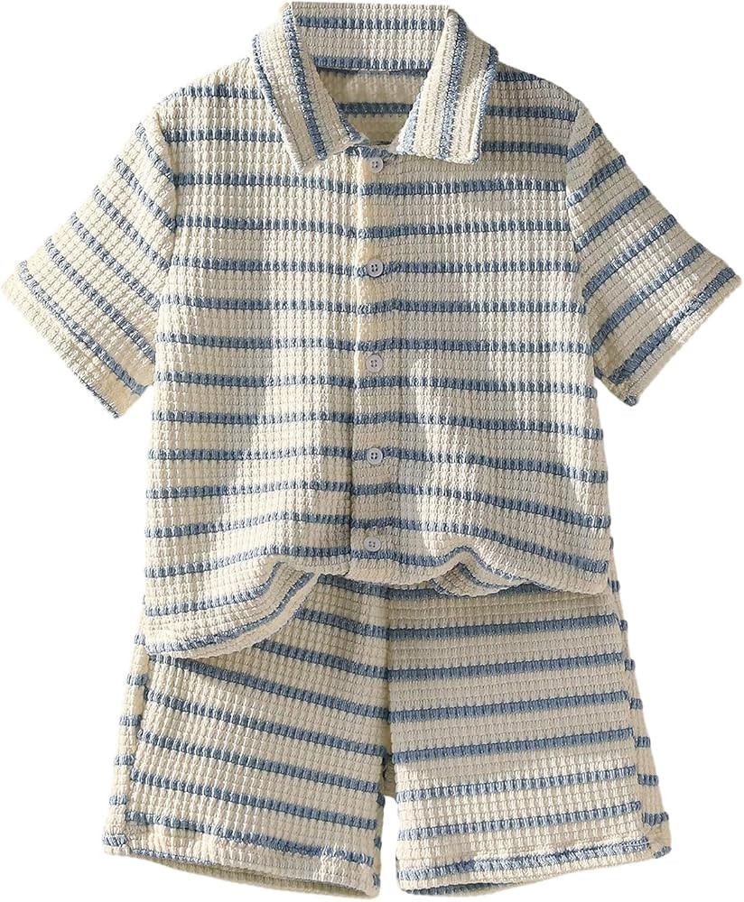 SOLY HUX Toddler Boy's Summer Clothes Striped Short Sleeve Shirt and Shorts Set 2 Piece Outfits | Amazon (US)