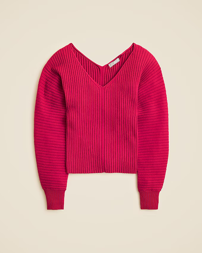 Ribbed double V-neck sweater | J. Crew US