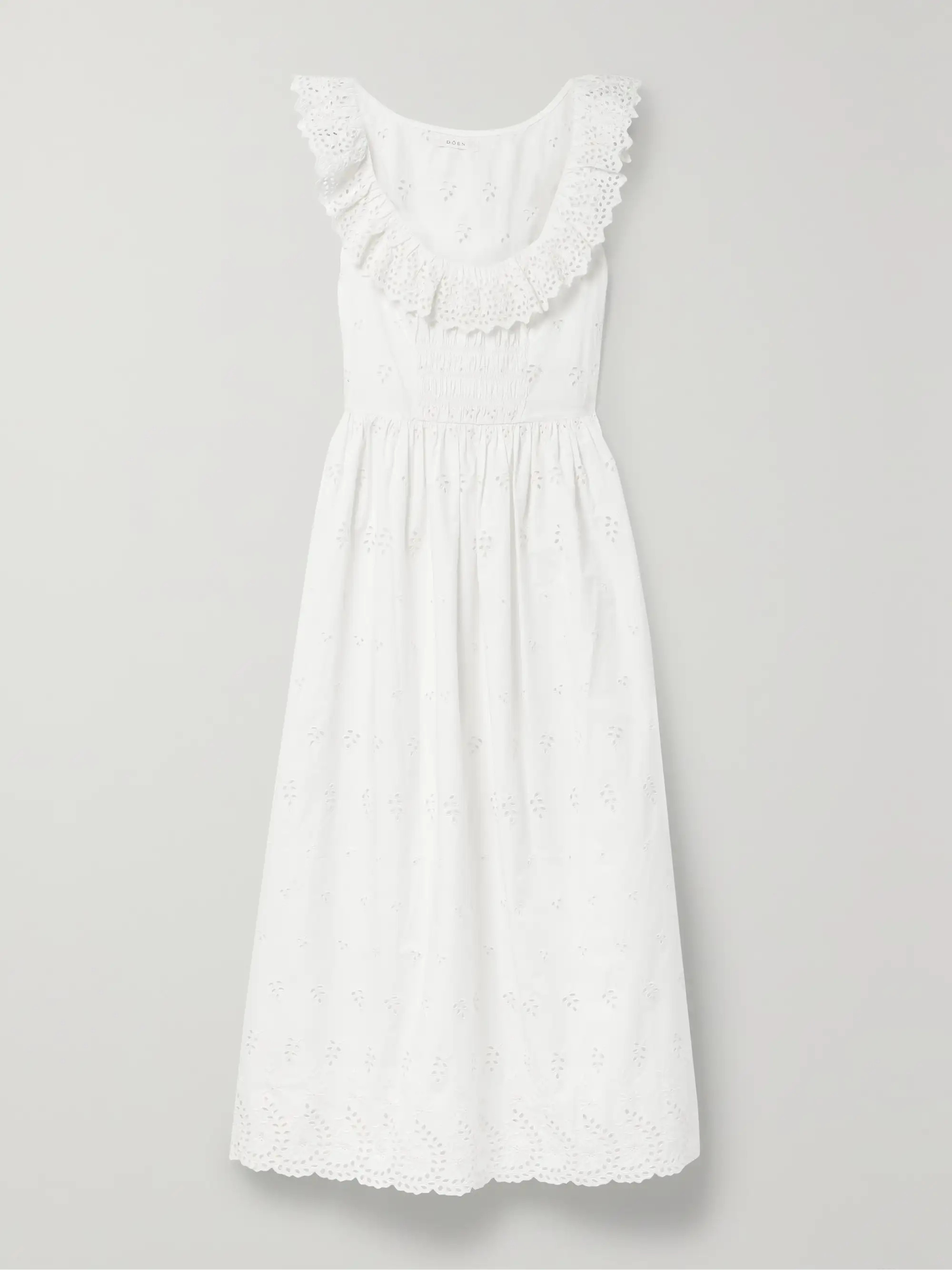 Farah ruffled broderie anglaise organic cotton-poplin midi dress | NET-A-PORTER (US)
